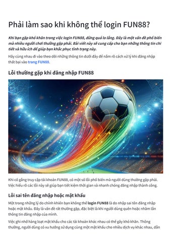 Hướng dẫn chi tiết khi gặp vấn đề fun88 không đăng nhập được